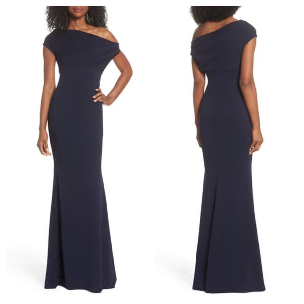 Katie May Hannah OneShoulder Crepe TrumpetGown Sz2